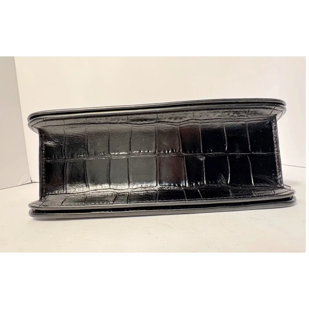 Coach Morgan crossbody black Croc embossed leather with wallet and dust bag NWOT